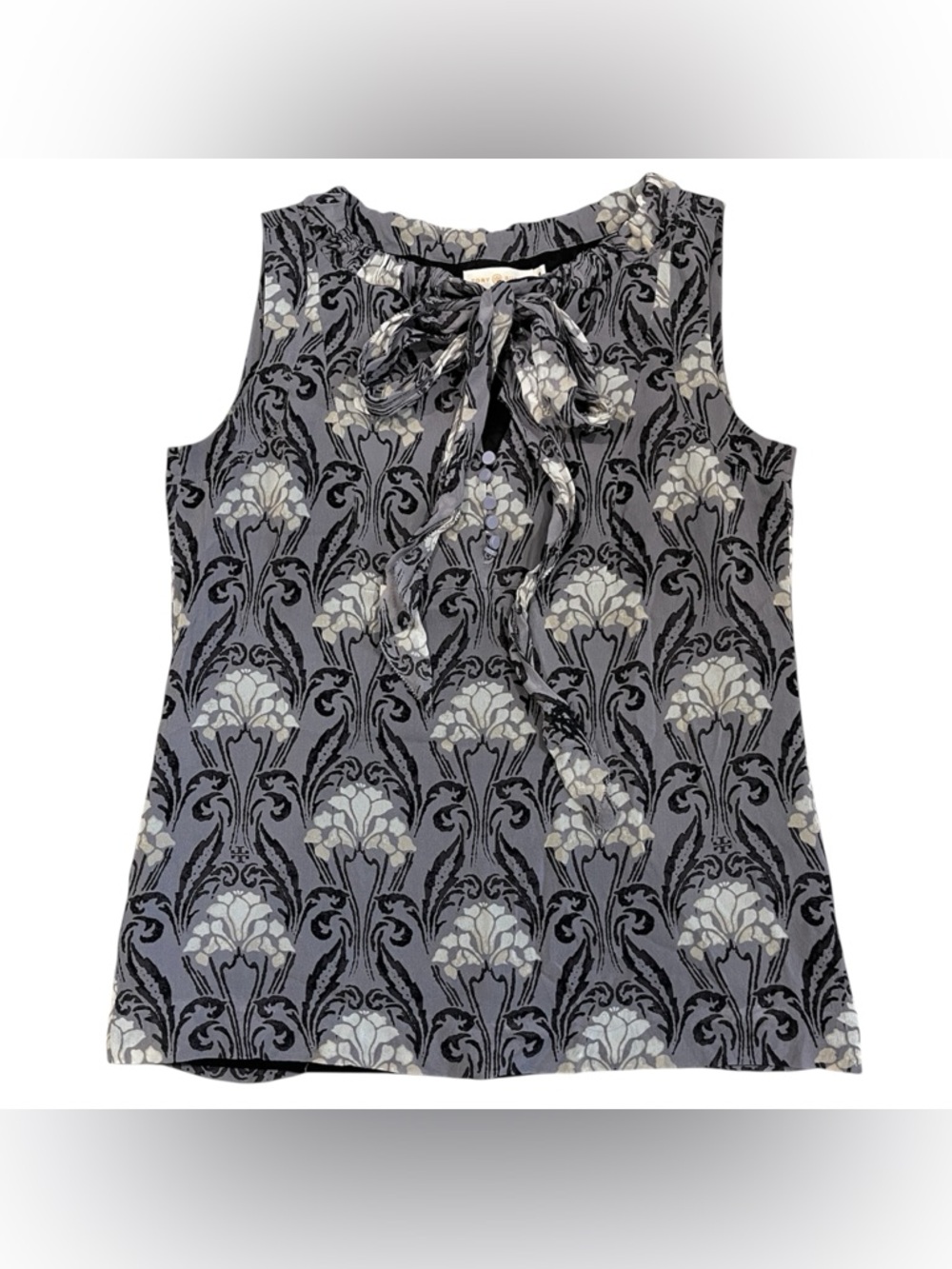 TORY BURCH Silk Sleeveless Patterned Blouse